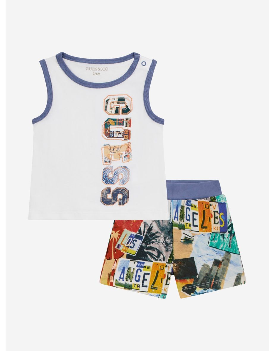 Conjunto de shorts branco para bebê menino