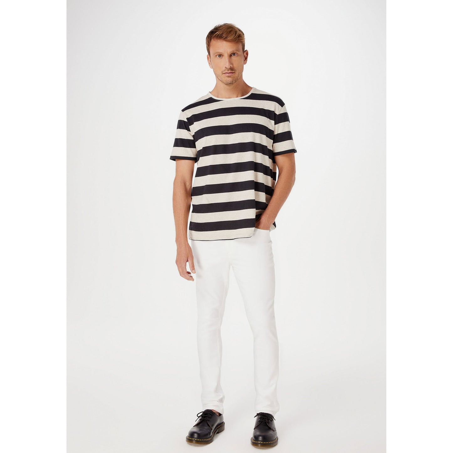 Pantaloni basic skinny in twill da uomo