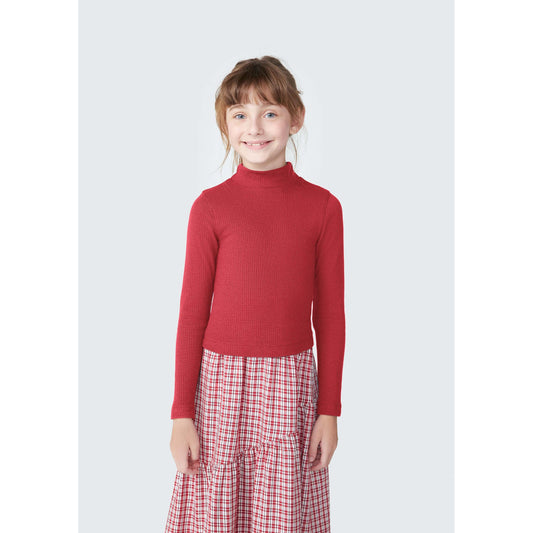 Top a maniche lunghe a costine Basic Cropped delle bambine