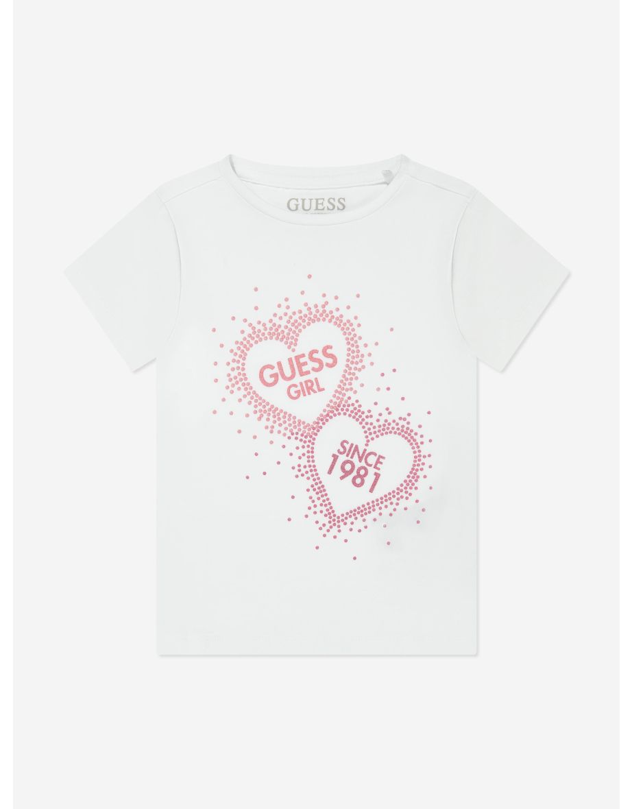 Camiseta blanca de niña con logotipo de corazón
