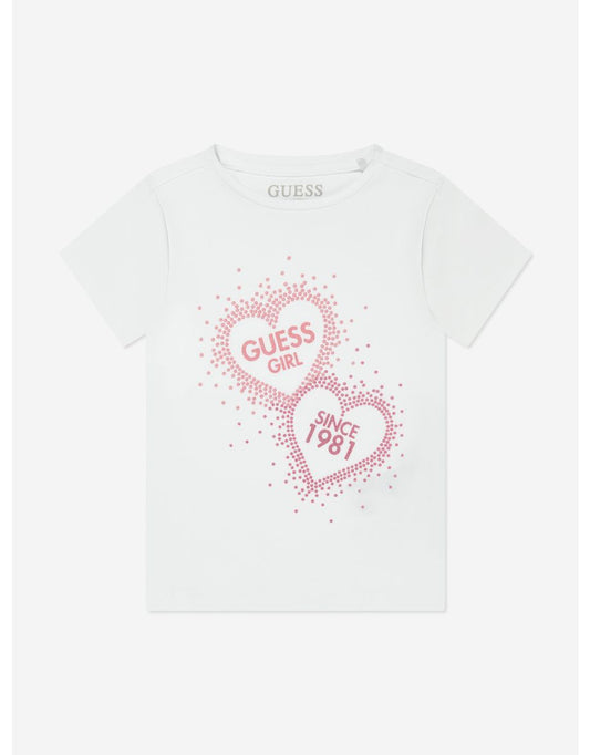 Camiseta blanca de niña con logotipo de corazón