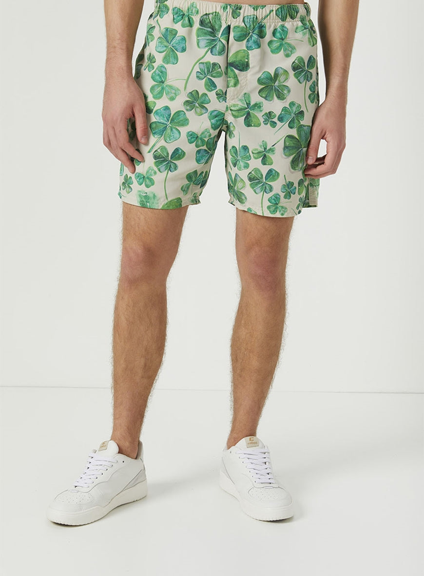 Shorts de praia com cordão de veludo