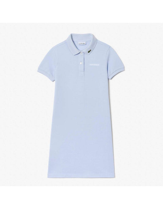 Vestido feminino Lacoste Juniors Crocodile Logo Piqué em azul