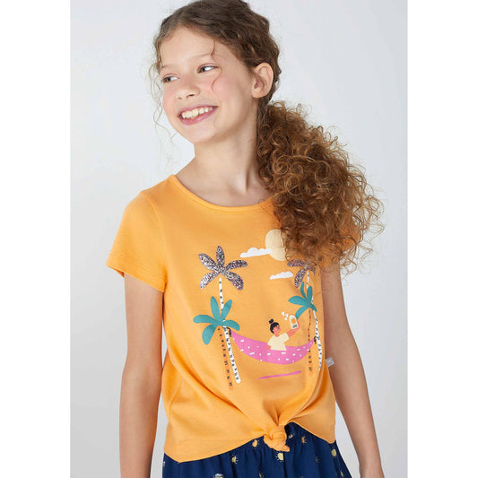 Blusa estampada de manga curta para meninas