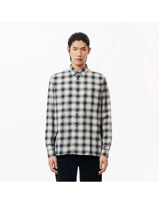 Camisa masculina de flanela preta Lacoste Regular Fit