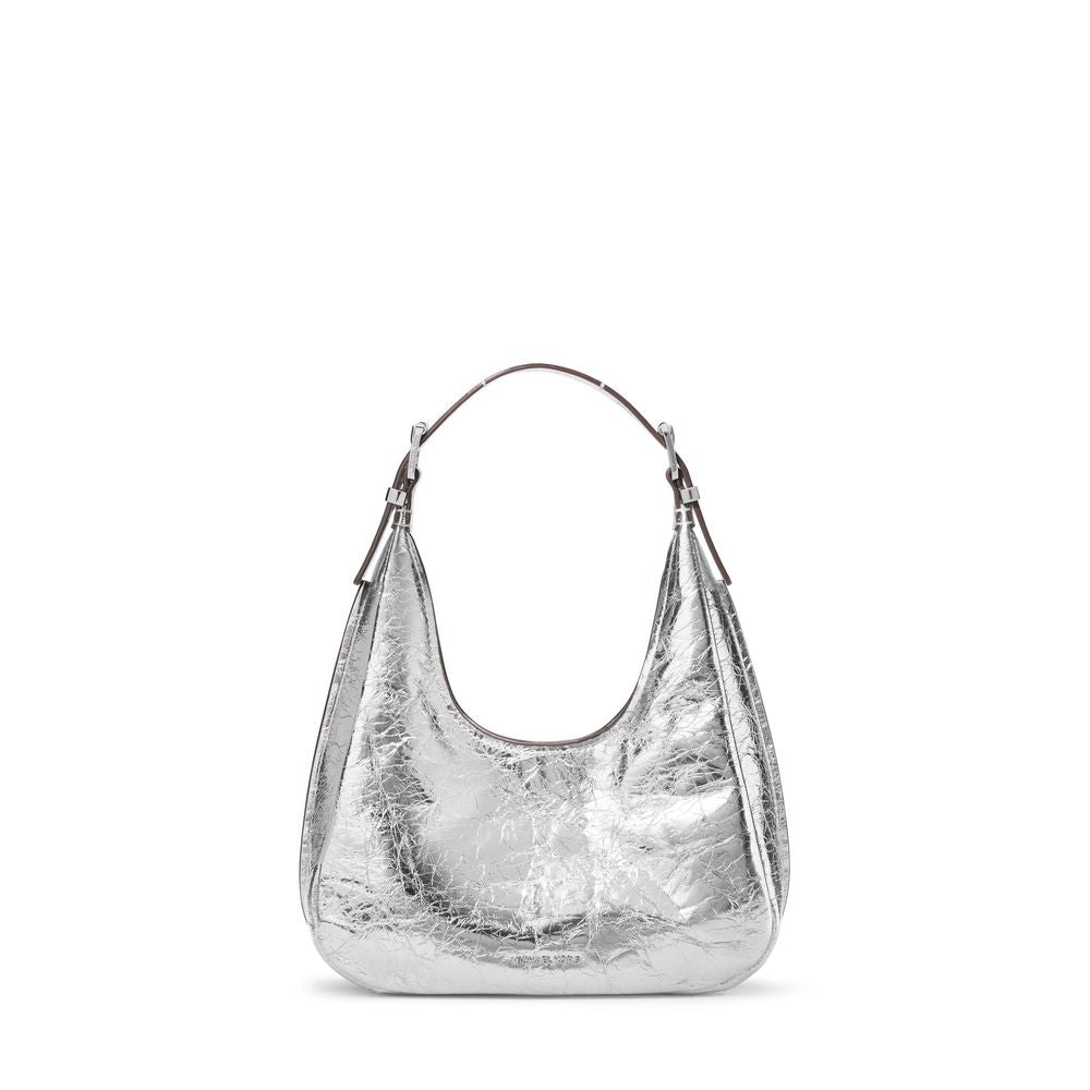 Bolsa de luxo refinada - Bolsa de ombro pequena de couro metálico Nolita da Michael Kors