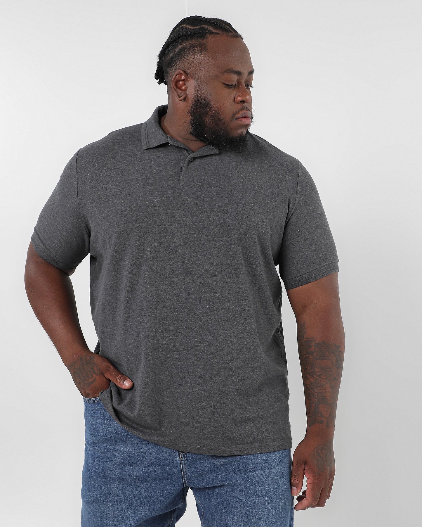 Camisa polo cinza-acinzentada plus size masculina Original Plus by Riachuelo