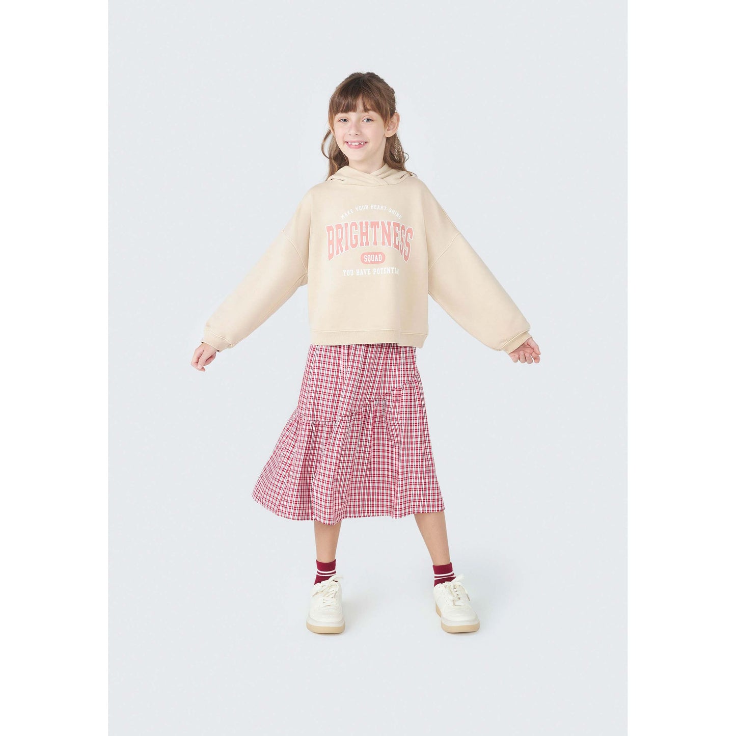 Gonna midi per bambini in tessuto scozzese