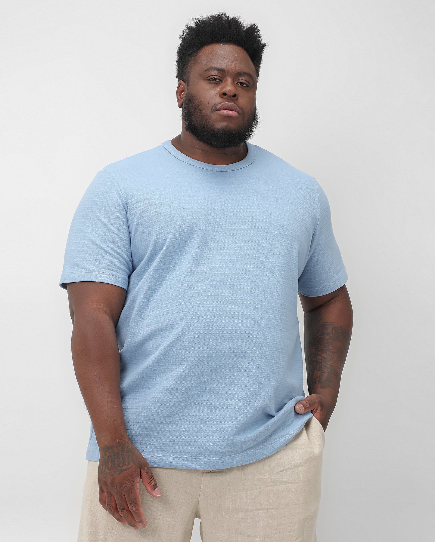 Maglietta Plus Size a manica corta testurizzata da uomo in blu | Allman By Riachuelo