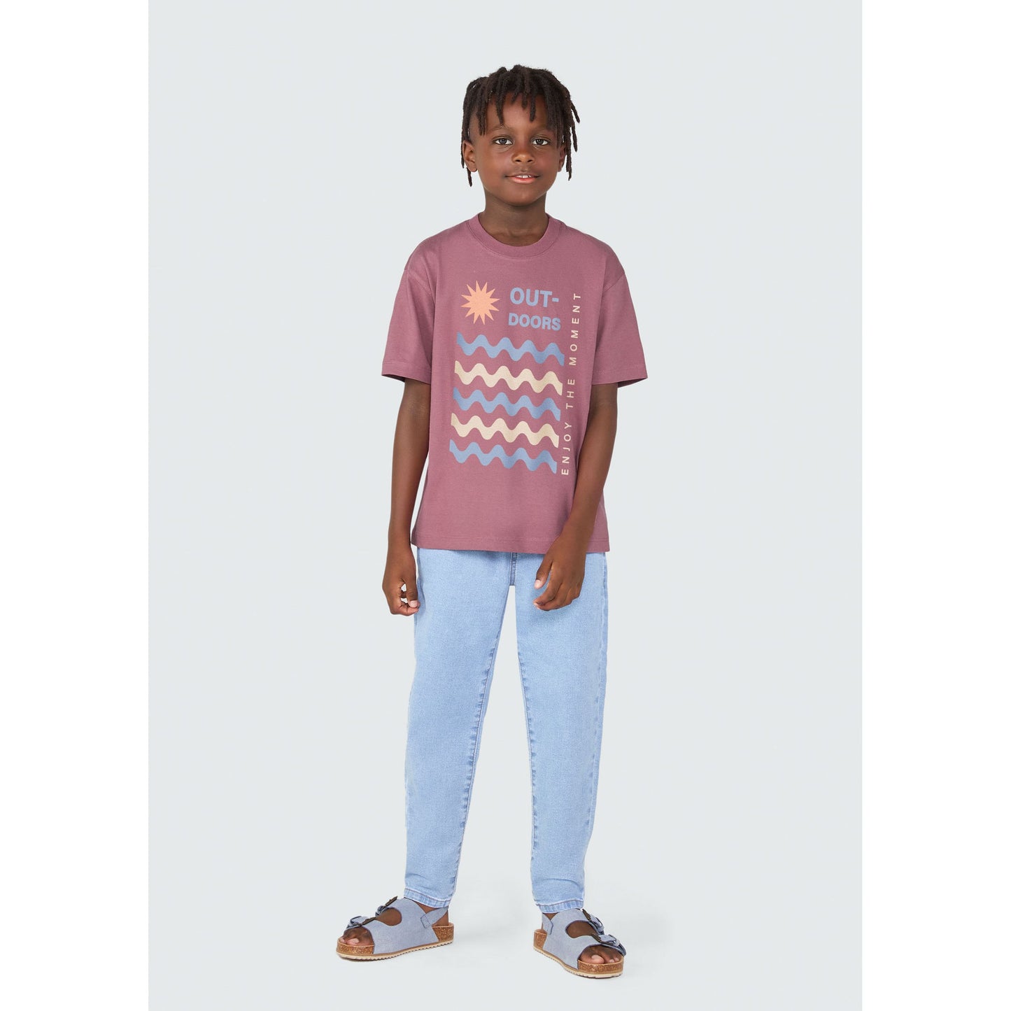 Calça jeans infantil de perna reta para meninos