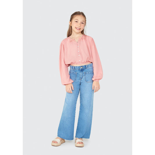 Jeans da bambina in denim blu marino