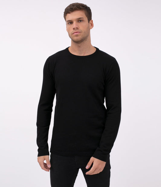 Maglione basic a maniche lunghe nero