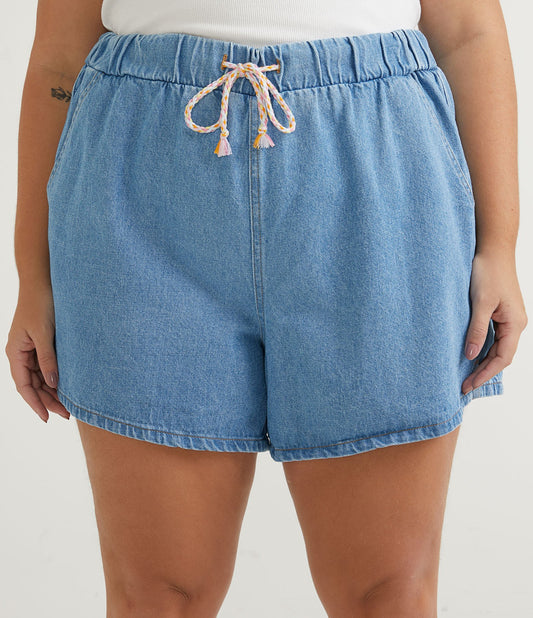 Pantaloncini di jeans blu con laccetti - Curve e taglie forti
