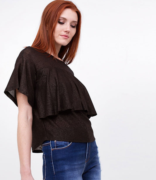 Black Ruffled Blouse