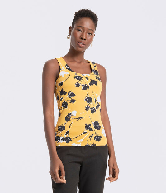 Yellow Floral Print Tank Top