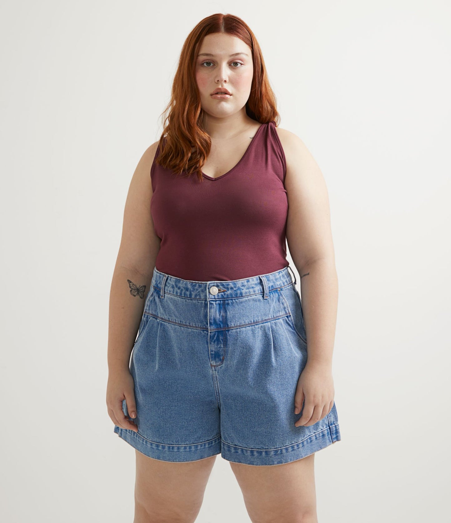 Camiseta regata de viscose com alça de nó, Curve & Plus Size, vermelho vinho