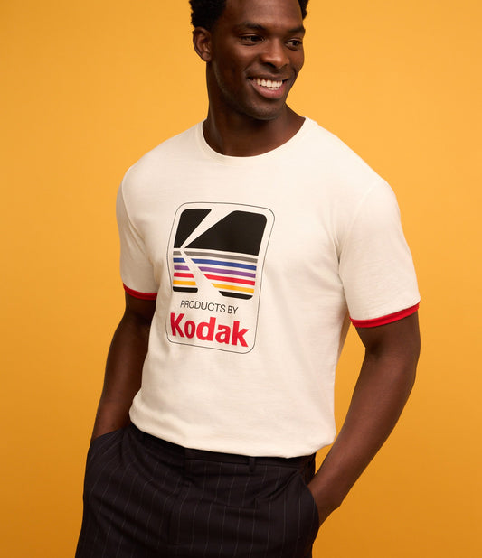 White Cotton T-Shirt with Kodak Print