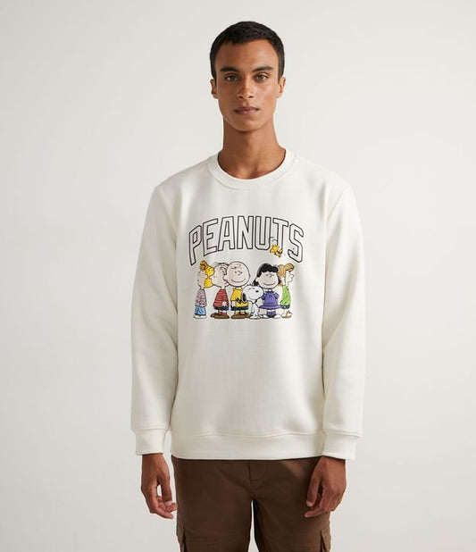Moletom bege com estampa do Snoopy e seus amigos