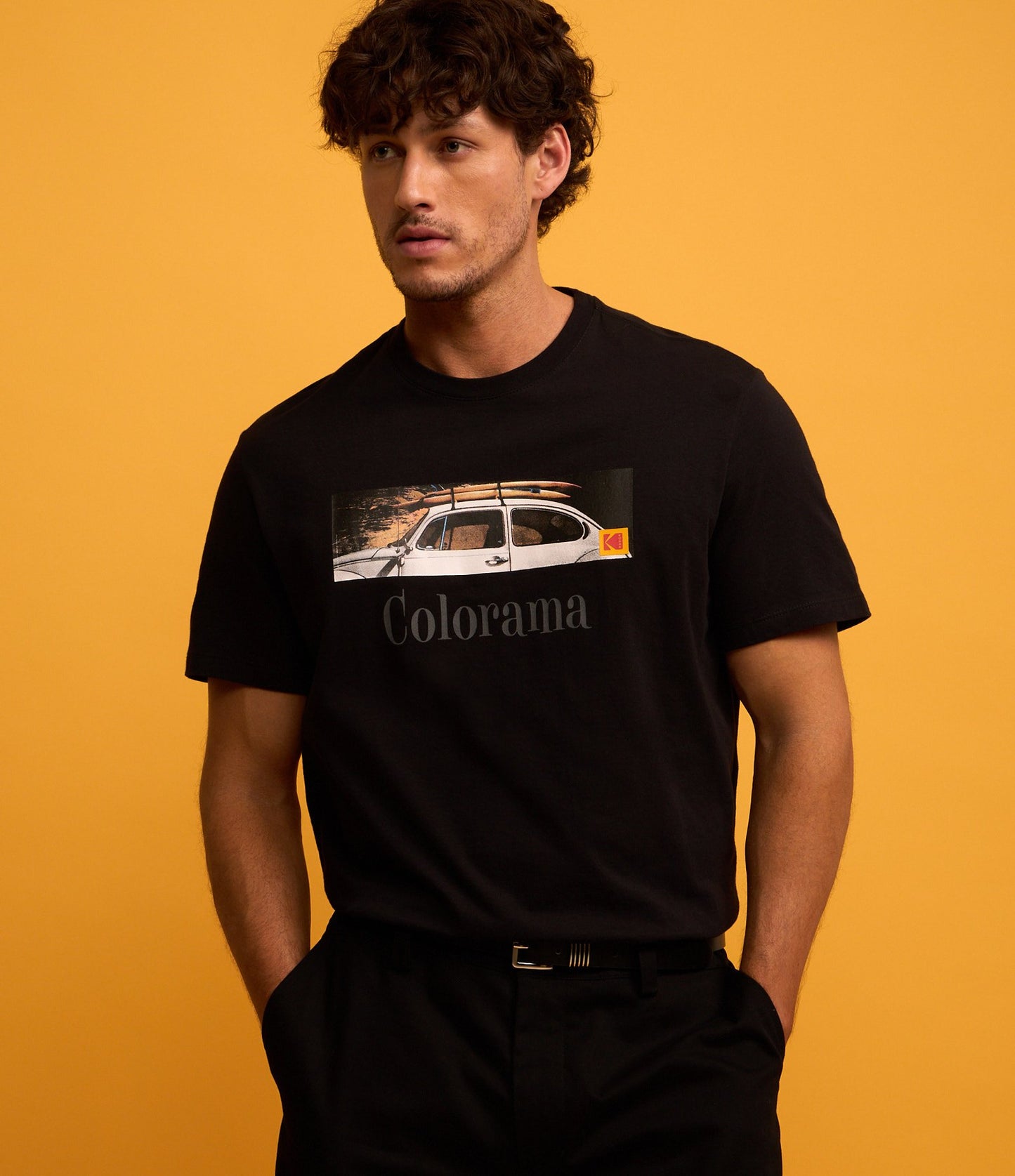 Kodak Colorama Black Printed Cotton T-Shirt