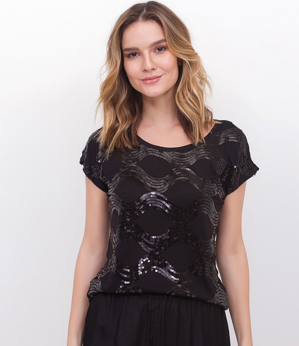 Camicetta nera con paillettes