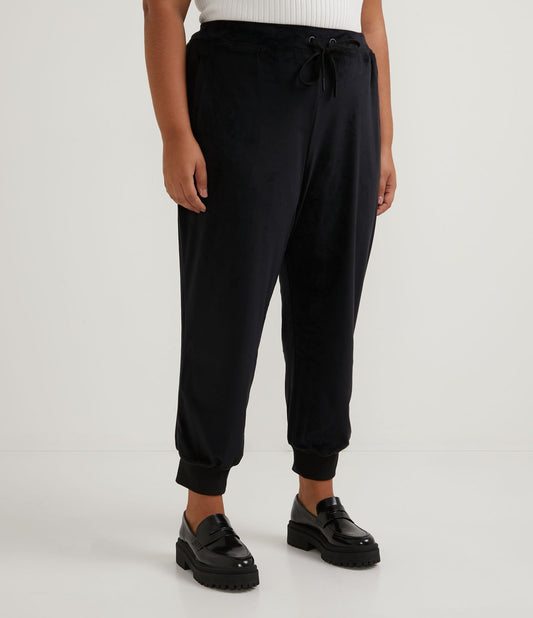 Pantaloni jogger in felpa con tasca nascosta e coulisse, taglie forti e taglie forti, nero