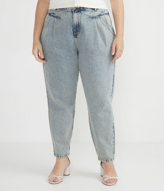 Jeans mamma plissettati Curve e taglie forti in blu