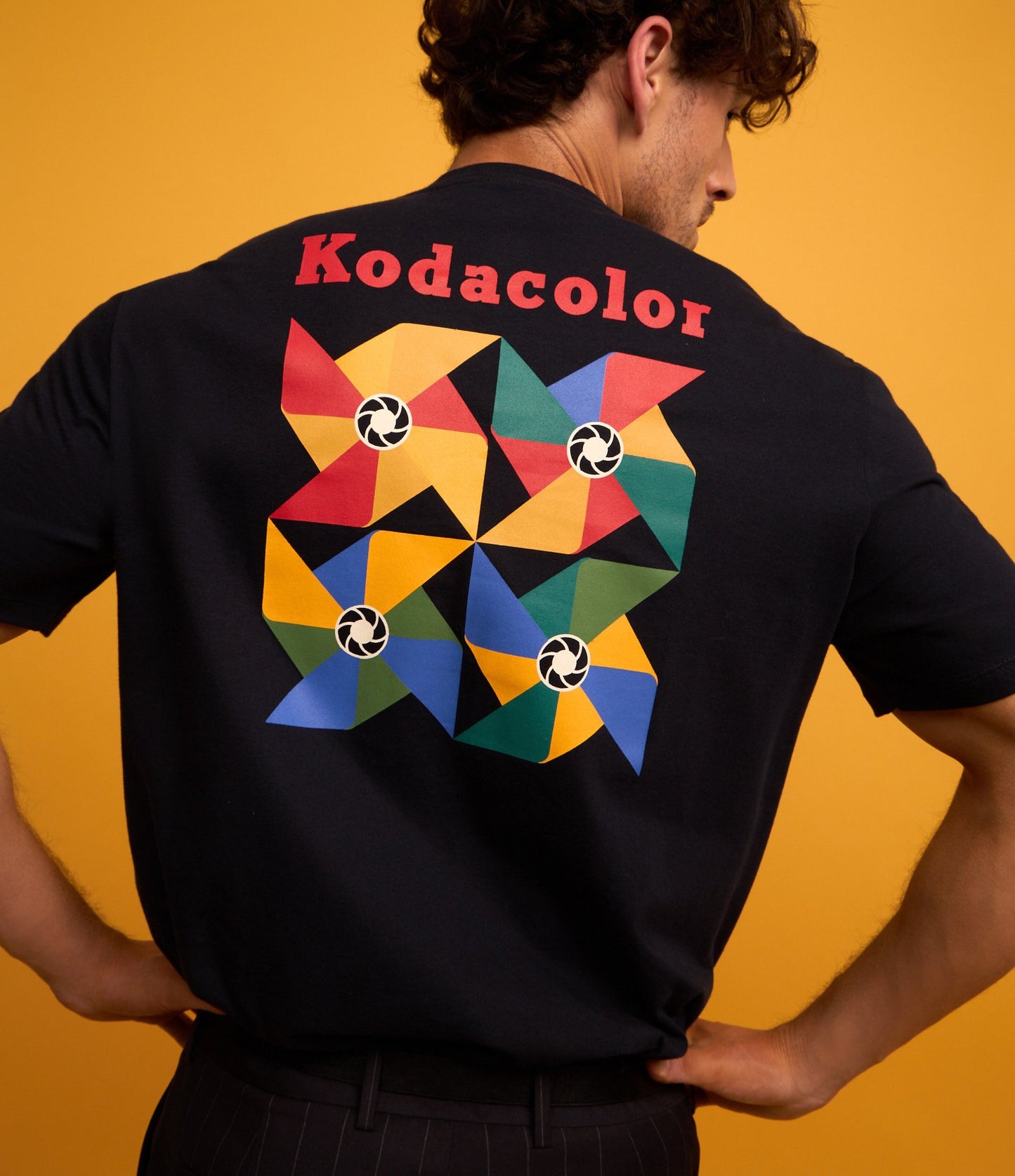 Blue Kodacolor Print Cotton T-Shirt
