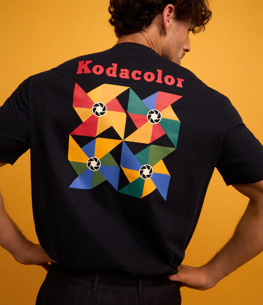 Blue Kodacolor Print Cotton T-Shirt