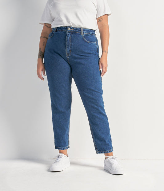 Jeans mamma blu tinta unita per Curve e taglie forti