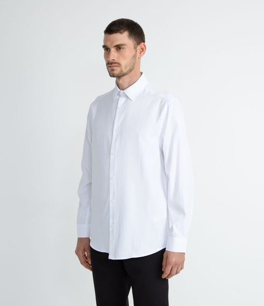 Camicia basic a maniche lunghe in policotone bianco brillante