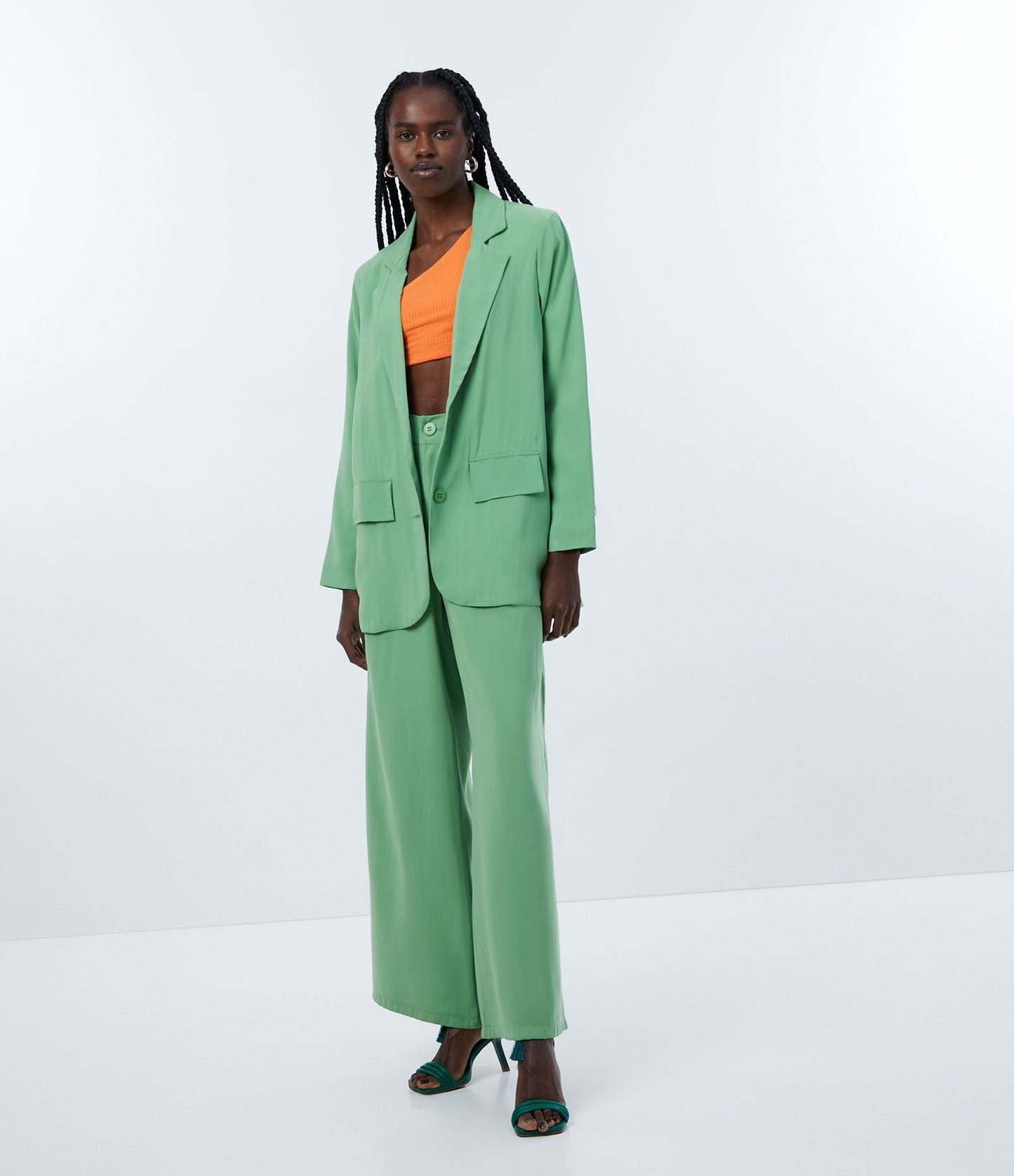 One-Shoulder Orange Ribbed Cropped Tank Top