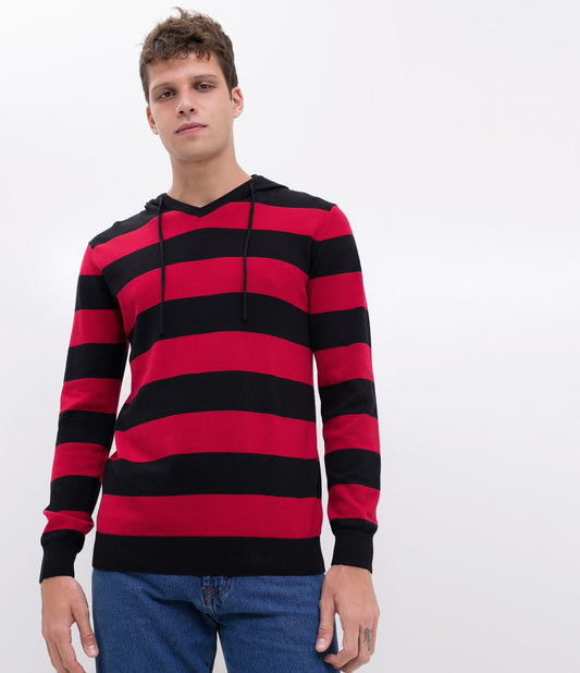 Red/Cerise Striped Knit Sweater