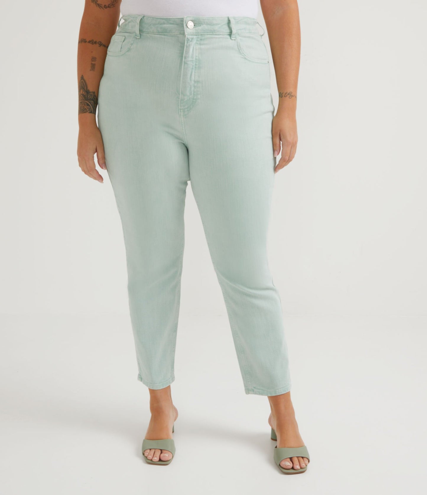 Jeans mamma verdi Curve e taglie forti in tessuto Twill