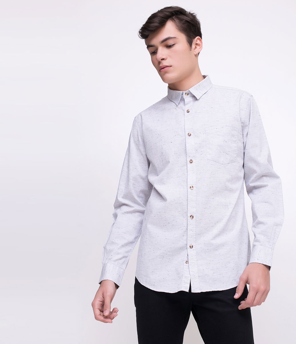 Camisa de Brezo Gris con Bolsillo