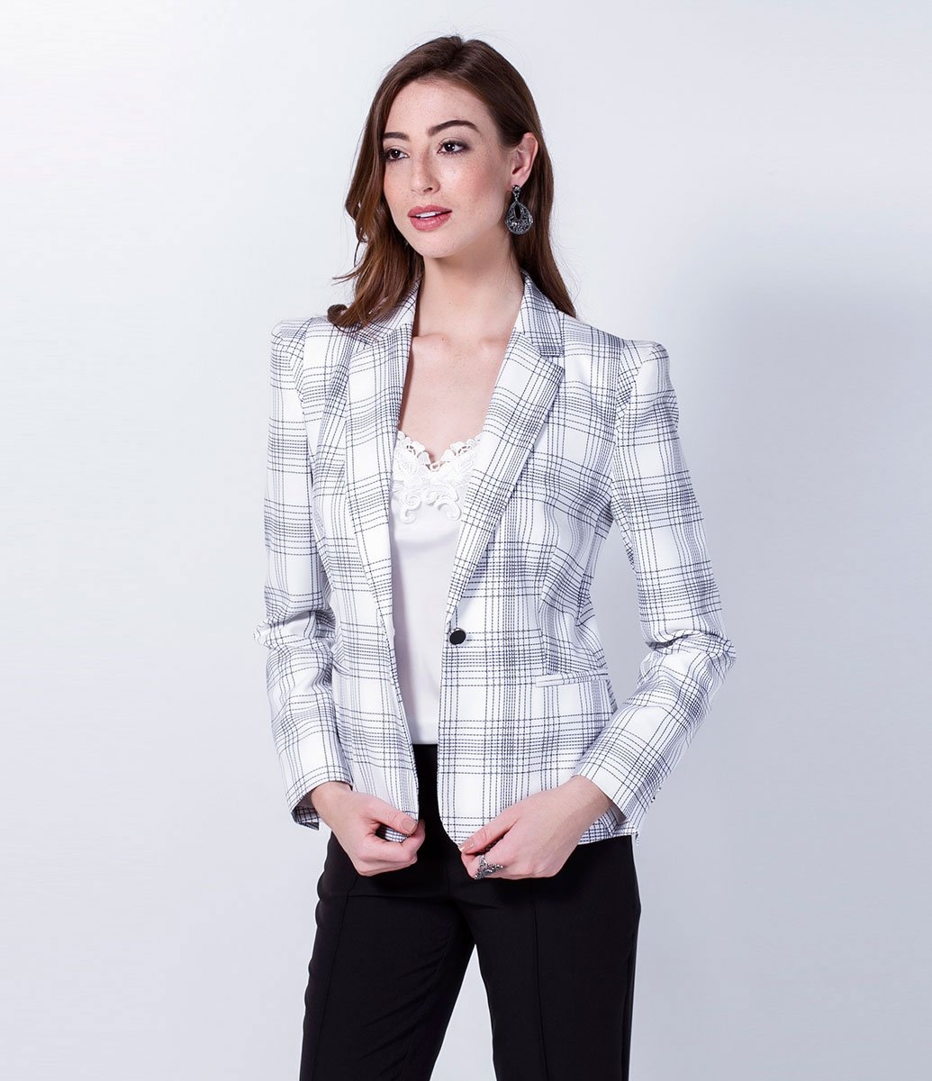 Blazer sartoriale bianco a scacchi