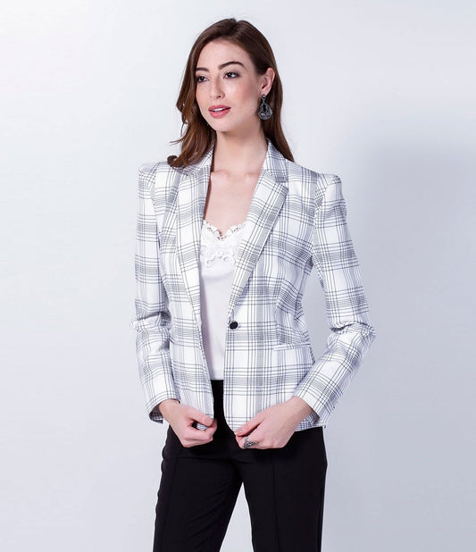 Blazer sartoriale bianco a scacchi