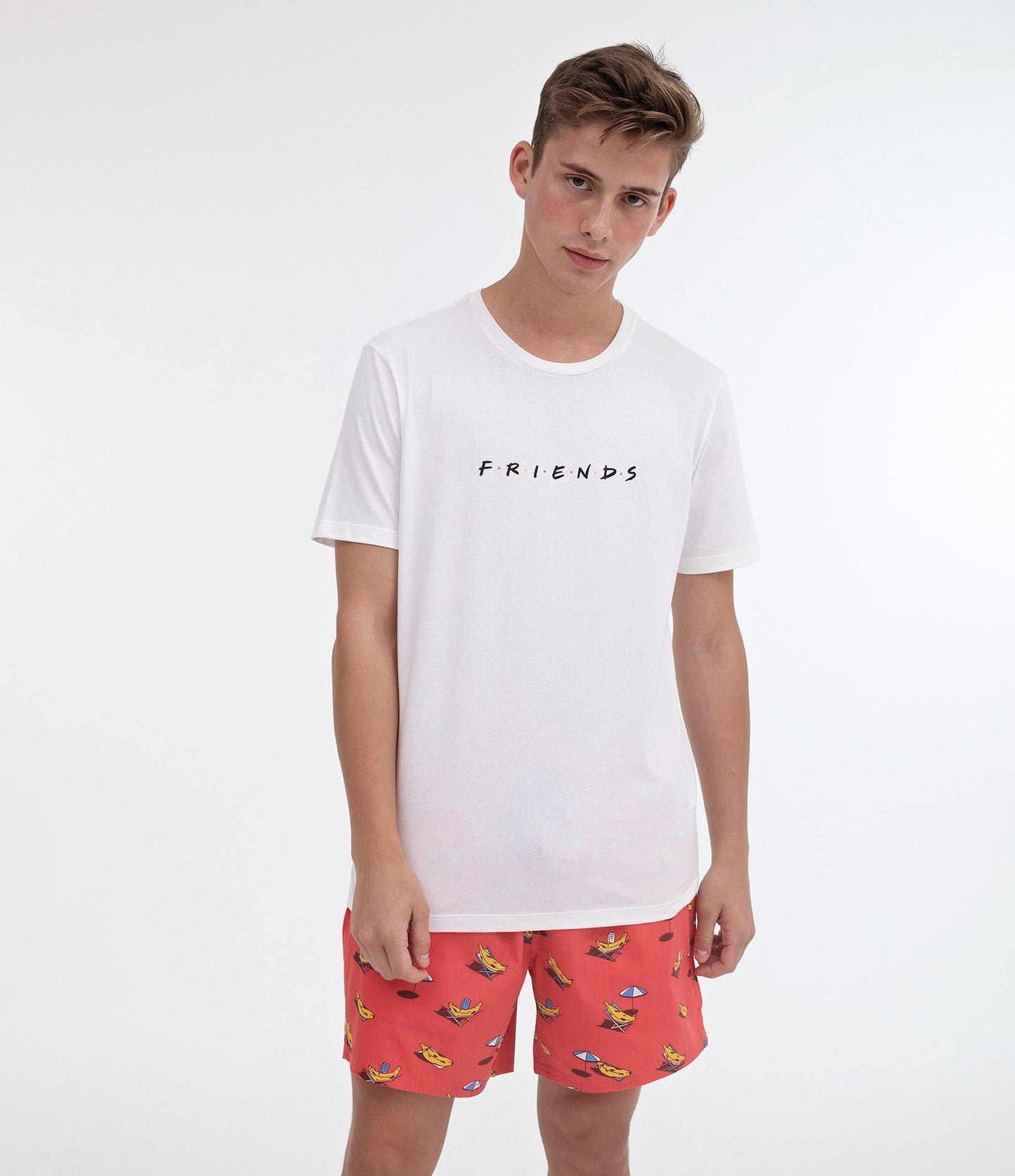 White T-shirt with Friends Print