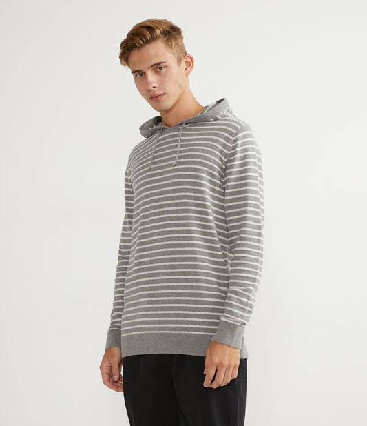 Striped Long-Sleeve Hoodie in Gray
