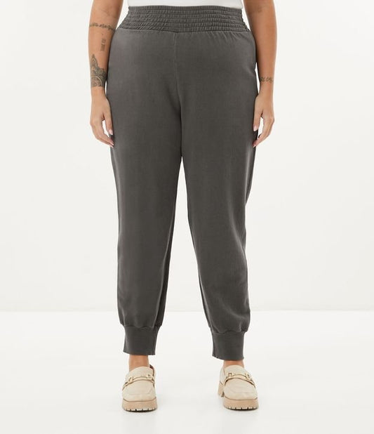 Calça de moletom jogger com cós elástico, Curve & Plus Size, Washed Black