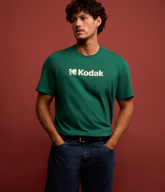 Green Kodak Print Cotton T-Shirt