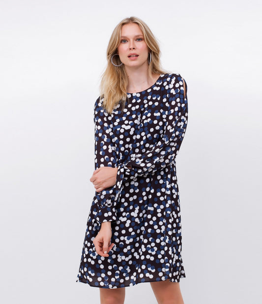Vestito in crepe a pois nero