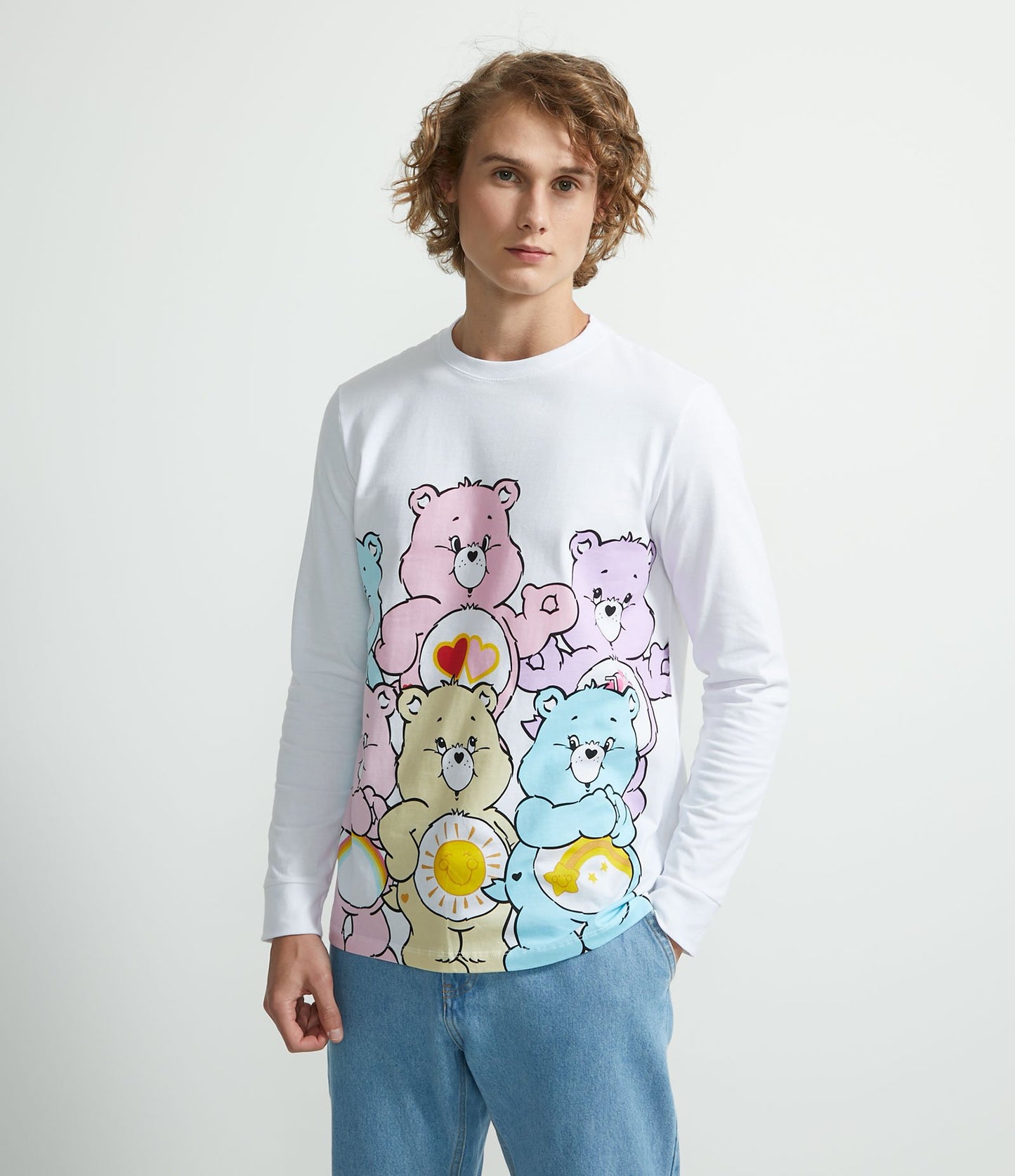 Long Sleeve T-Shirt with Care Bears Print - White