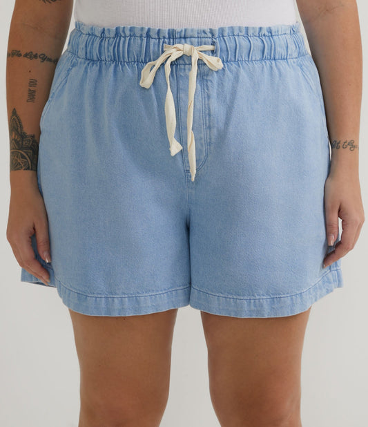 Pantaloncini di jeans Delave con laccetto in vita, Curve e taglie forti, blu