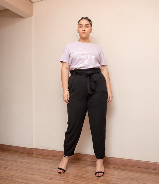 Pantaloni sartoriali Clochard con cintura, taglie forti e taglie forti, nero