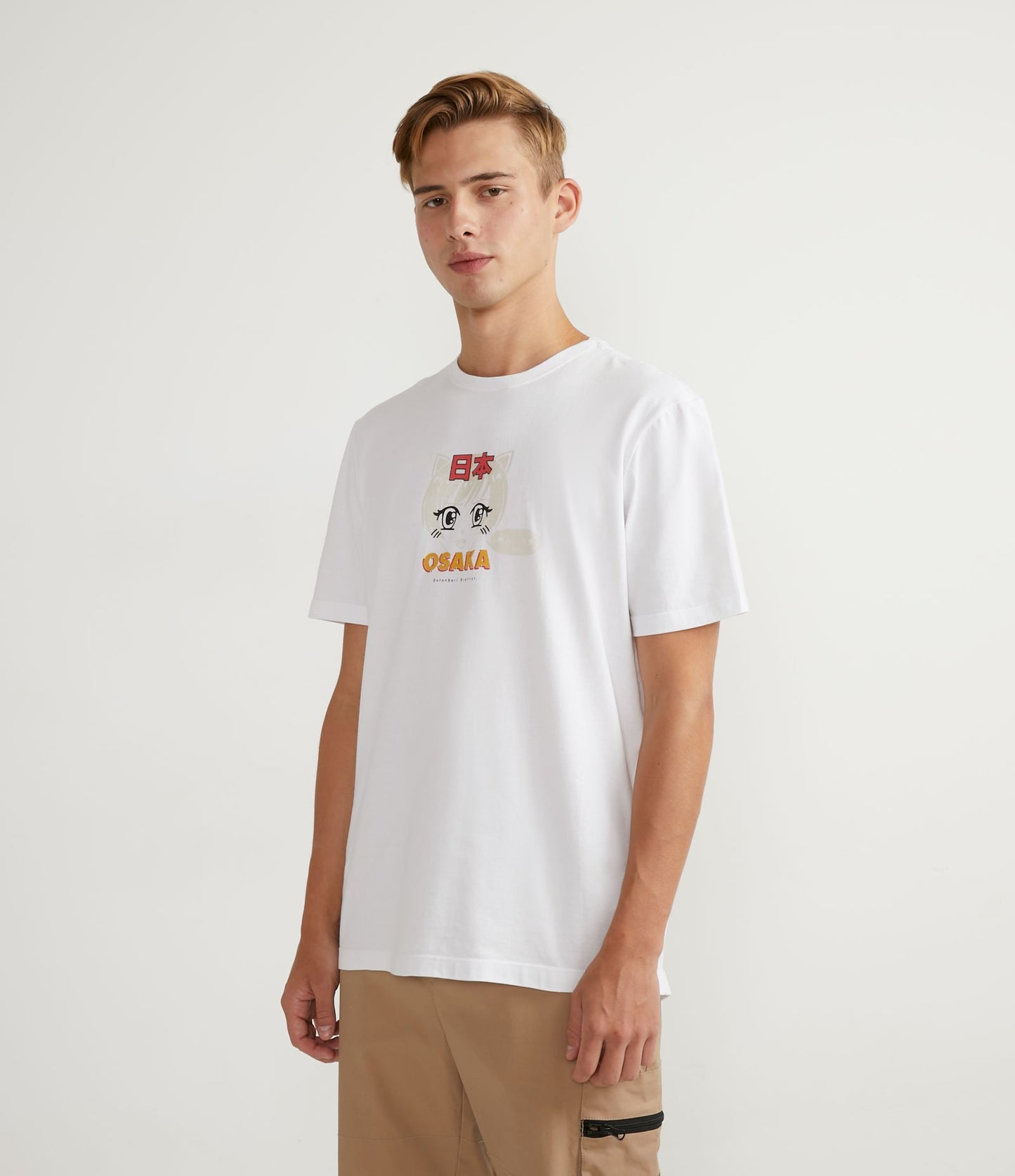 Maglietta a maniche corte con stampe orientali sul davanti e sul retro - Bianco