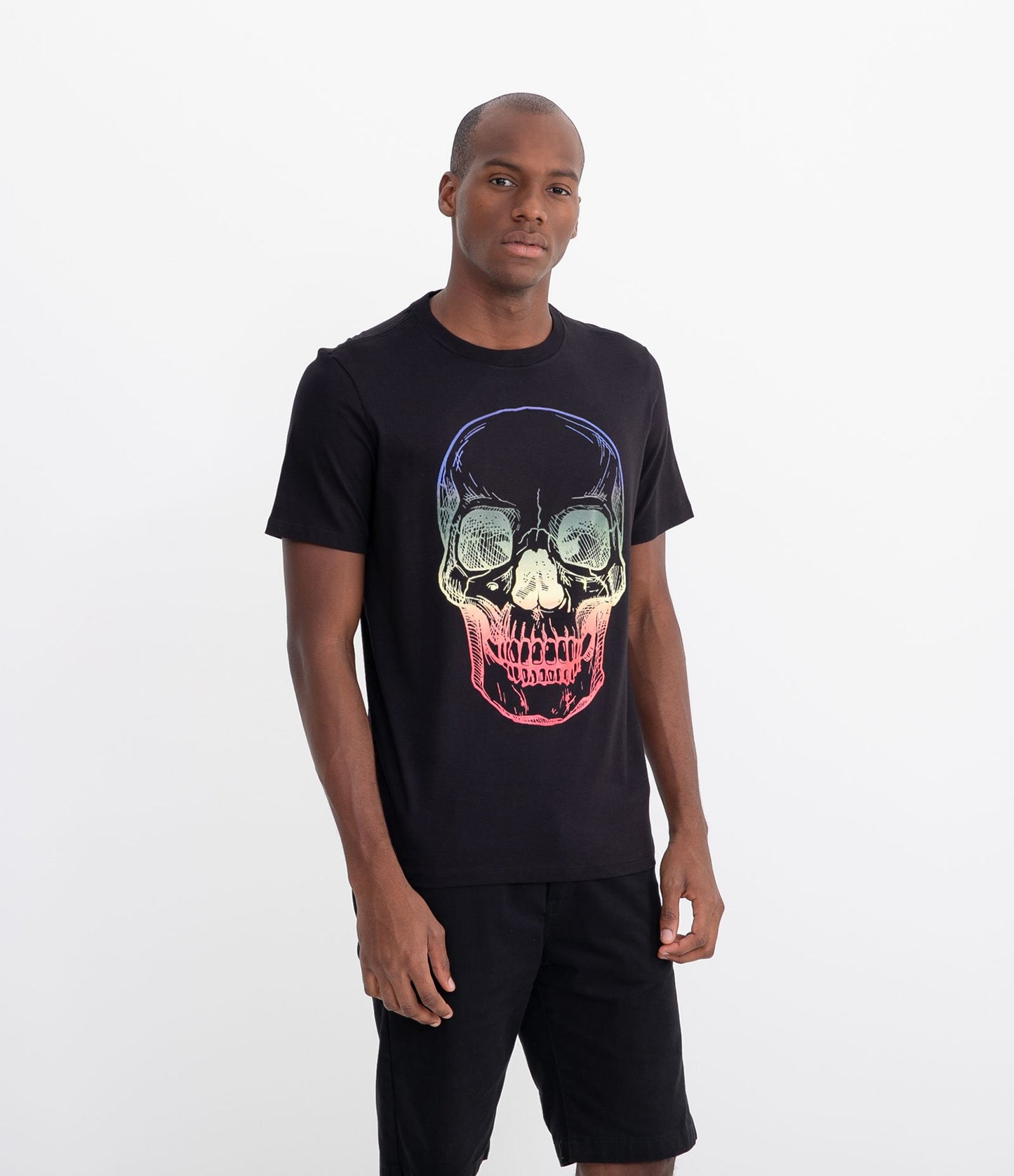 Maglietta bianca a maniche corte con stampa teschio