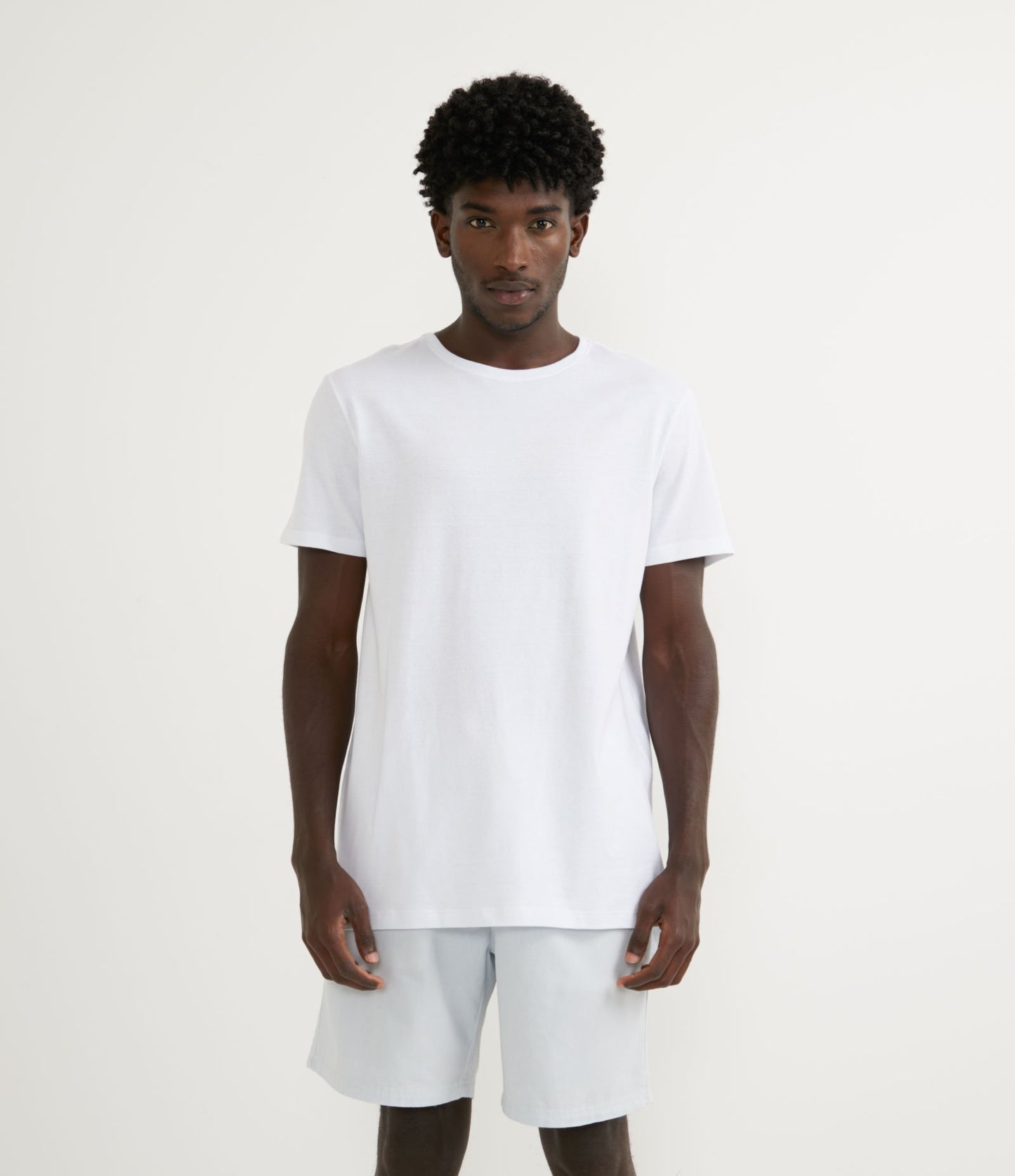 Maglietta a maniche corte Long Fit Crepon bianca con etichetta sull'orlo