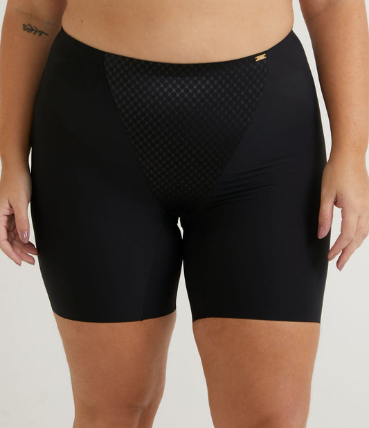 Pantalón Corto Negro de Lencería Curve y Tallas Grandes con Detalle Delantero