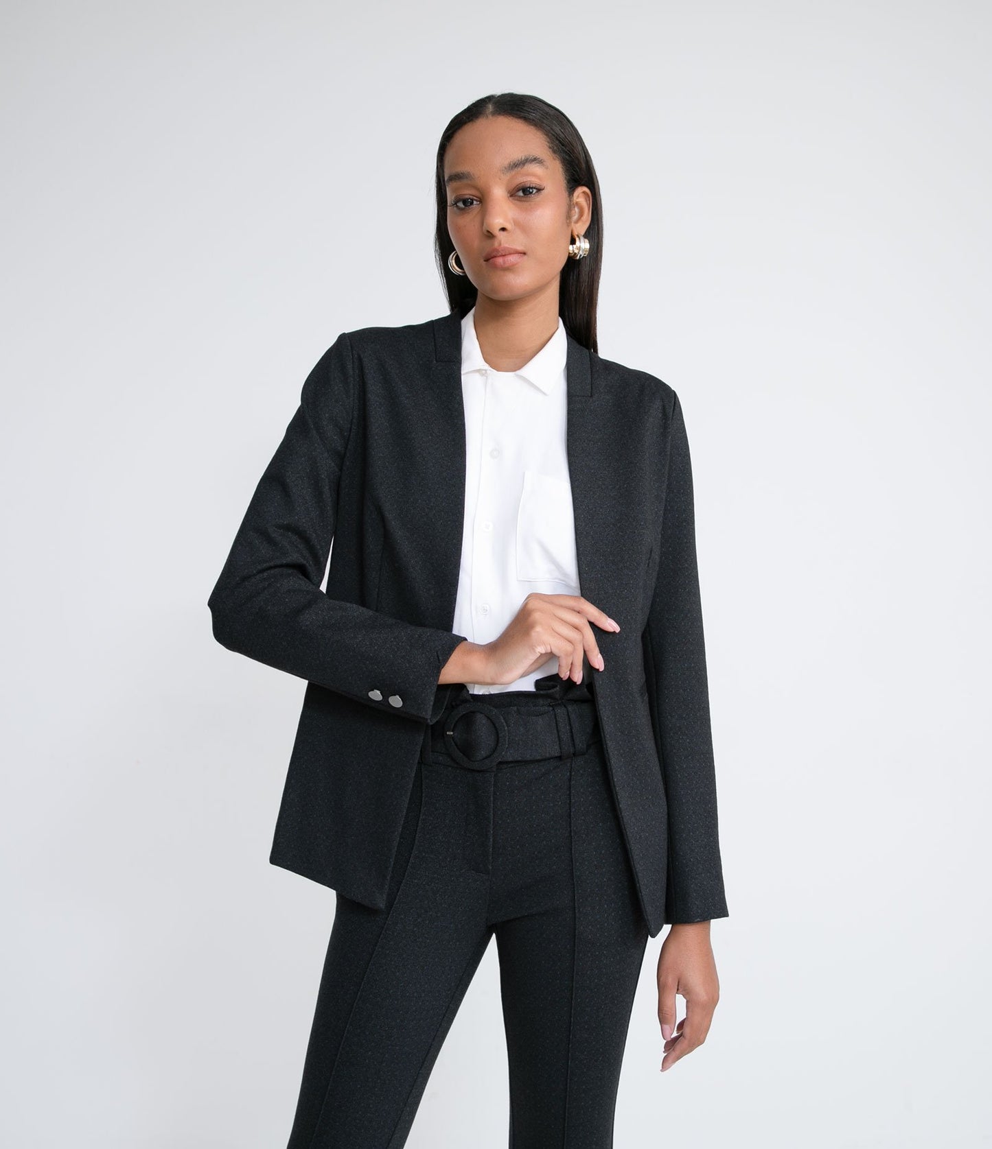 Blazer in maglia Roma con tasche a scomparsa in nero