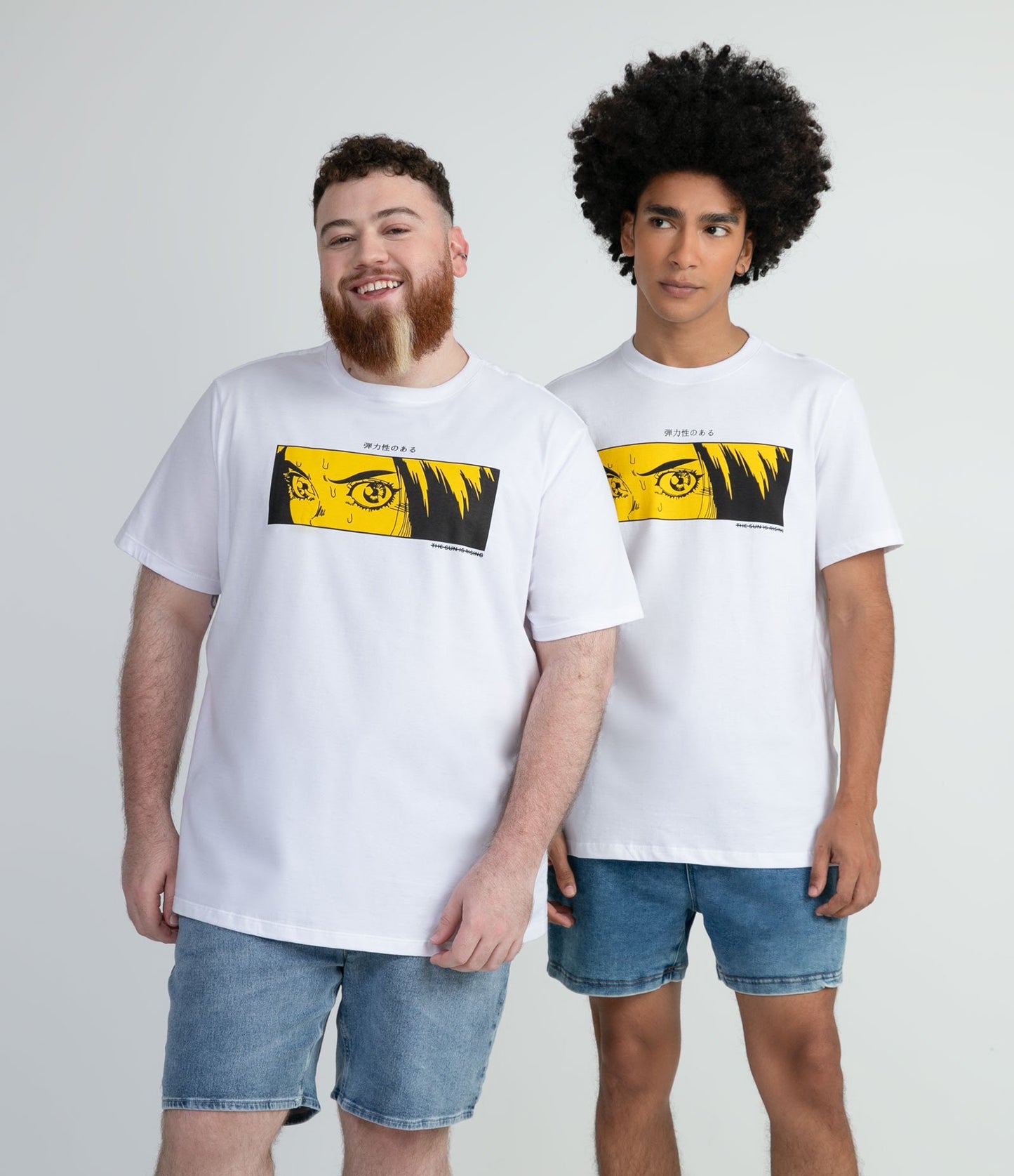 Camiseta de algodón de manga corta con estampado de ojos blancos